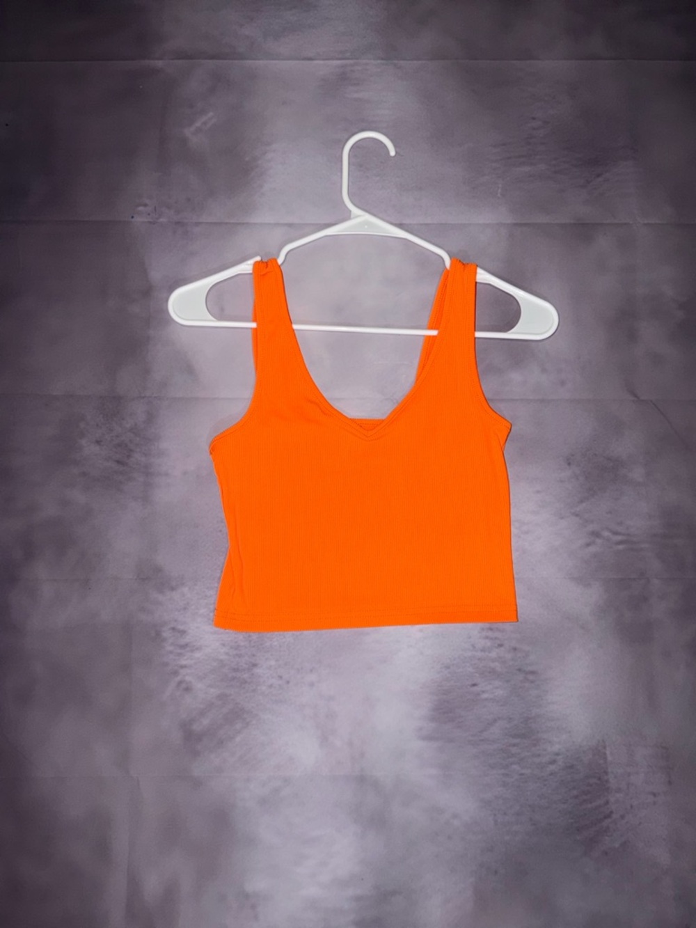 SHEIN Neon Orange Ribbed V-Neck Crop Tank